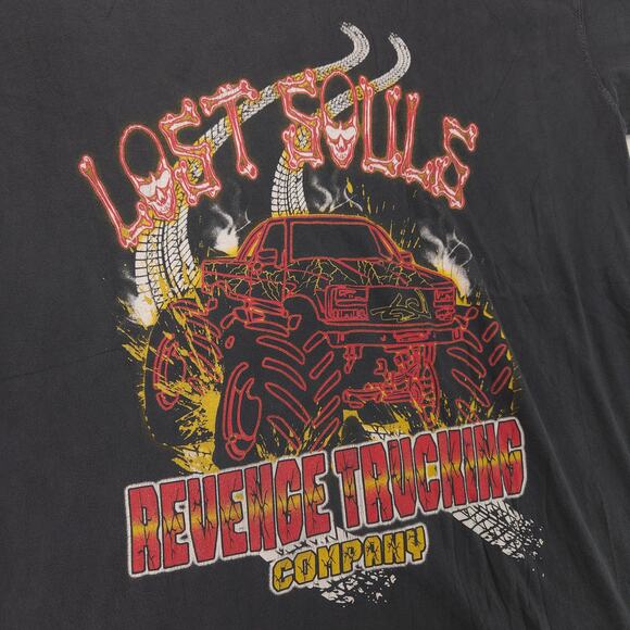 Lost Souls Revenge Trucking Company Crew Neck Graphic T Shirt Mens Size L Black - Picture 4 of 9